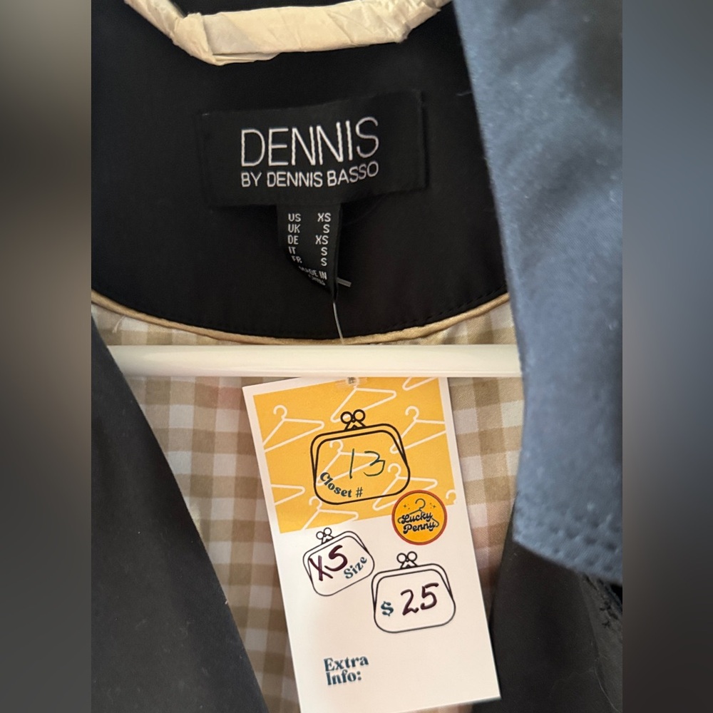 Dennis Basso Black Double-Breasted Trench Coat Xs